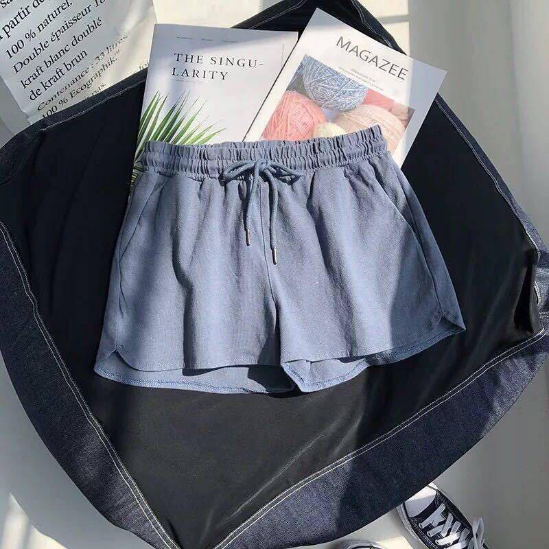 High waist elastic waist sports shorts women's loose casual outer wear summer new wide leg pants home pajama pants tide