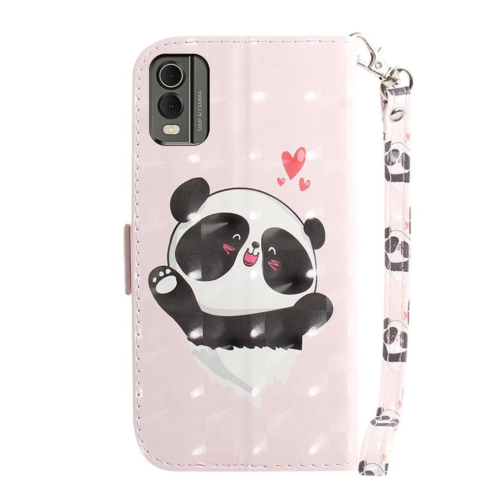 For Nokia C32 Pattern Design Folio Cover PU Leather Stand Wallet Phone Case with Strap