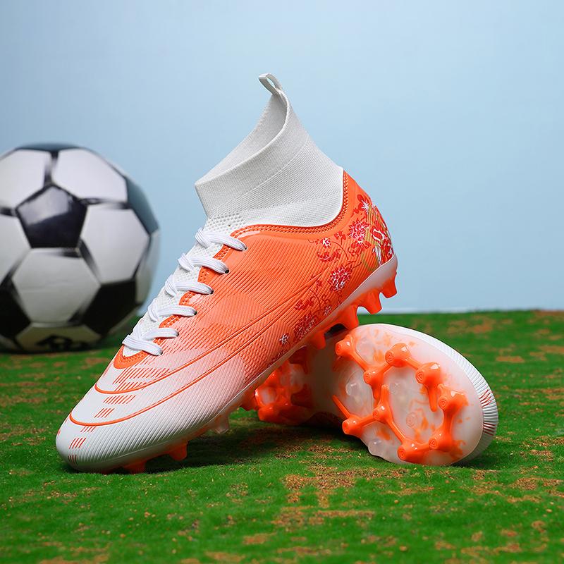New  Football Shoes' Long Spike Grass Football Shoes Training Competition High Top Spike Athletic Shoes For Men