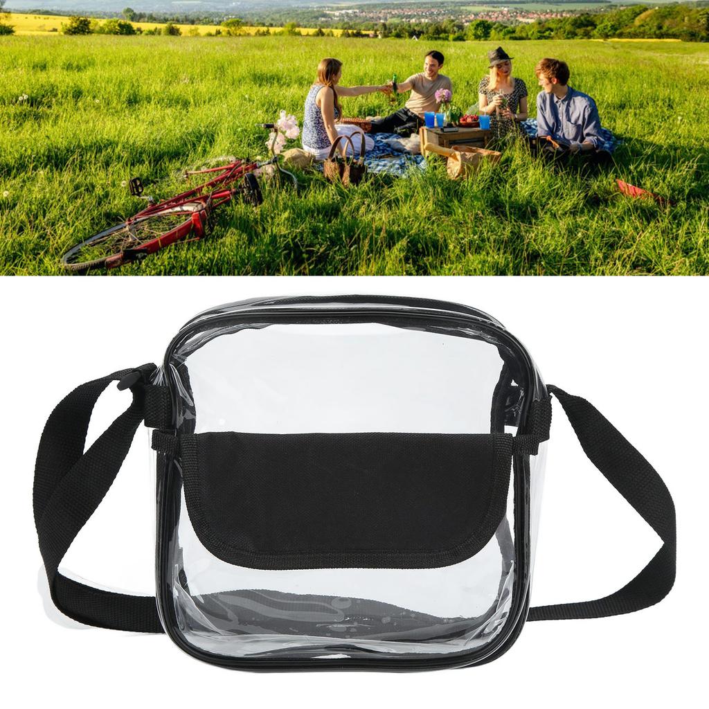 Transparent Messenger Bag PVC Shoulder Bag with Adjustable Strap for Daily Shopping Beach Traveling