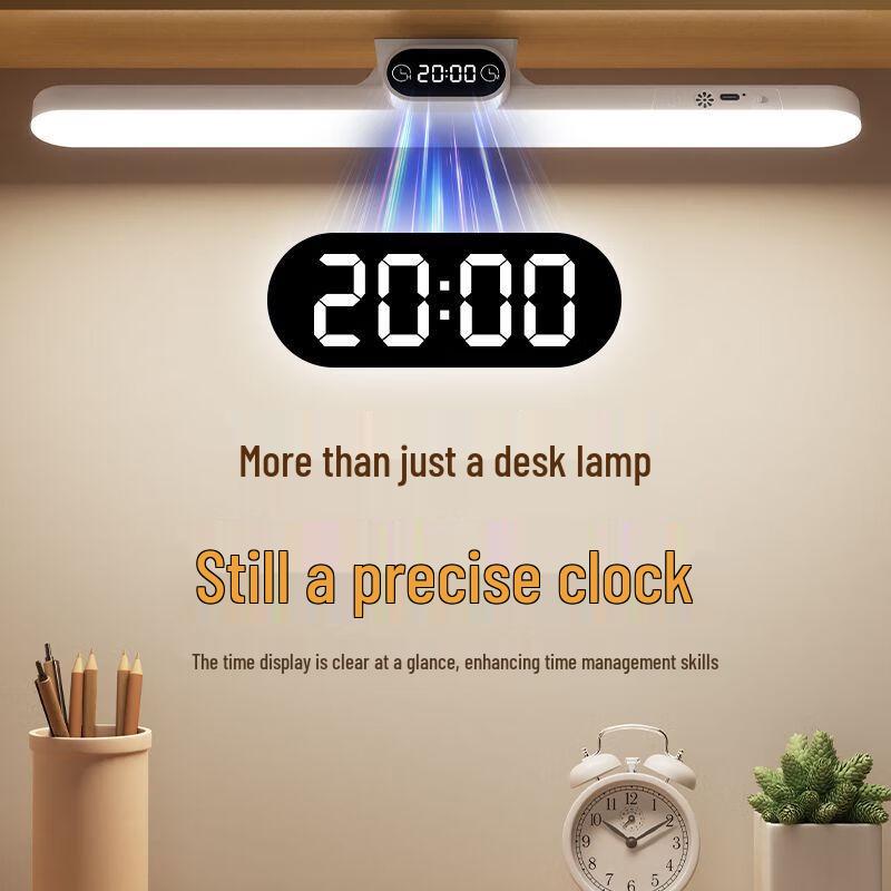 Rechargeable LED Desk Lamp with Clock & Eye Protection