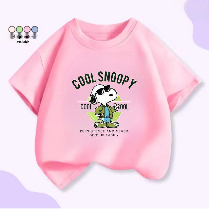 Snoopy Cartoon Unisex Kids Summer T-Shirt - Cool & Handsome Short Sleeve 140 cm