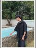 Unisex American Retro Denim Short-Sleeved Shirt and Cropped Shorts Summer Suit