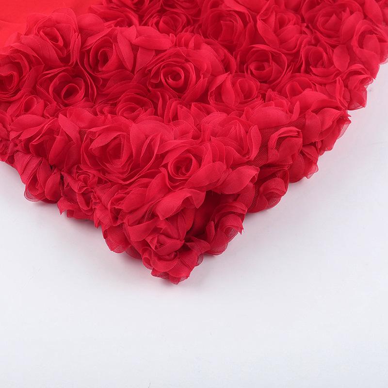 Spring Dress Women's Socialite Ethos Sexy Three-dimensional Flower Texture Strapless Dress Dress