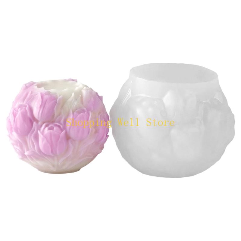 KX4B Sphere Flower Silicone Mold Silicone Baking Mould For Candle Soap Chocolate and Resin Casting