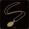 ZIYMU Virgin Mary Miraculous Medal Pendant Necklace with Venetian Chain, 50cm, Gold, Men's, Zm-p-051g