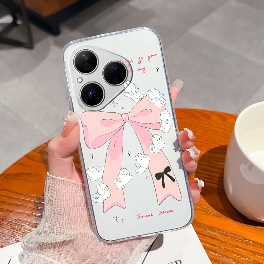 For Huawei Pura 80 70 Pro Plus Ultra Honor X6C 8C Phone Bags Cute Big Eyed Black Cat Patterns Luxury Transparent Lens Protection Case For Huawei Shell