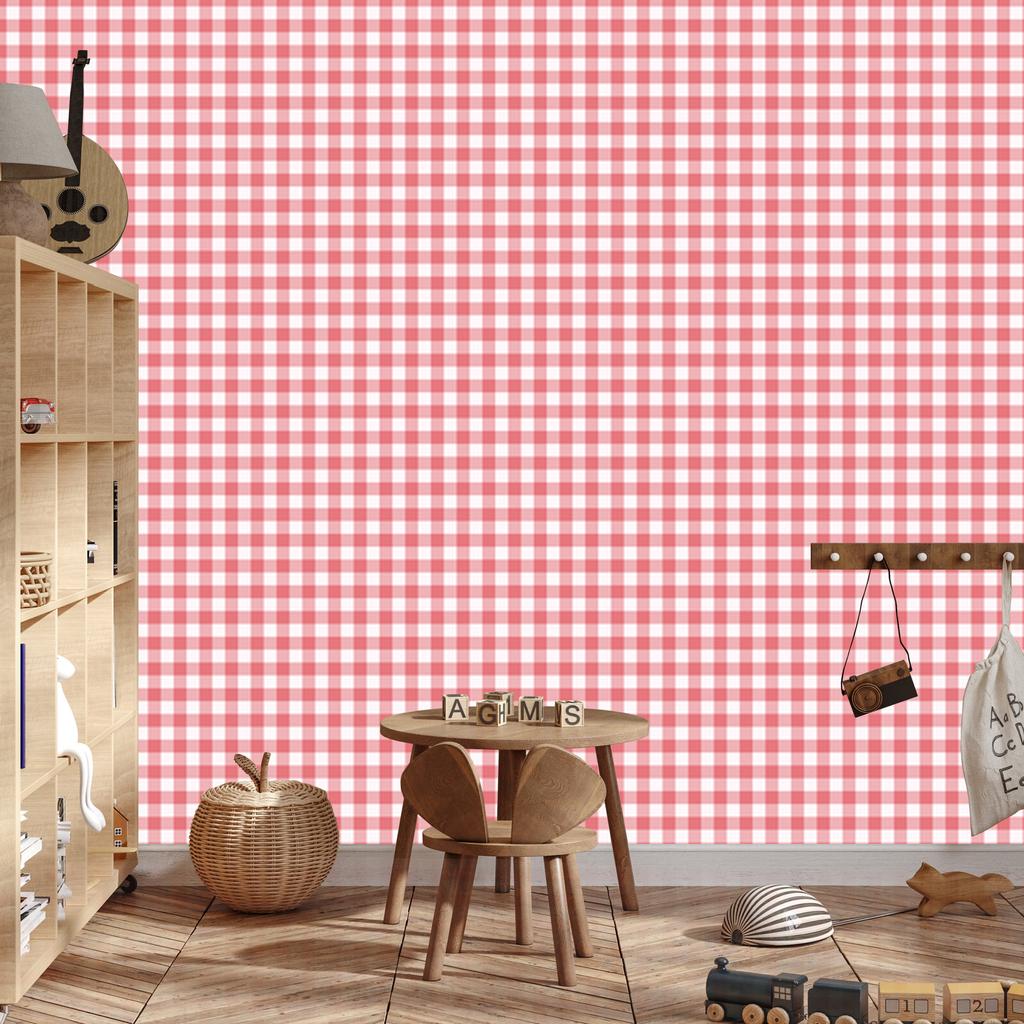 Wallpaper Fabric Pattern Coral and White, Harmonious Arrangement 50x1000