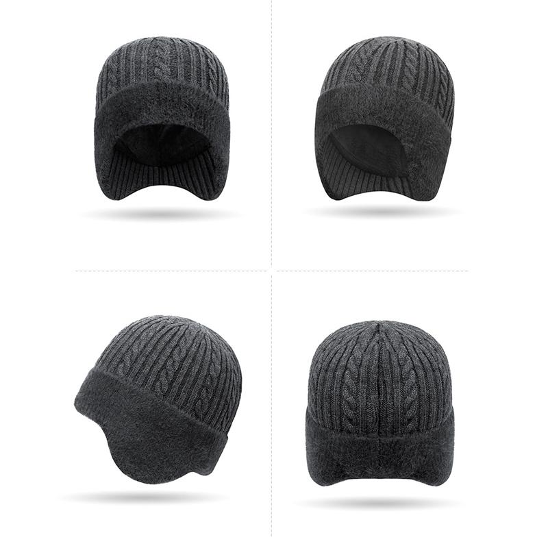 Winter Thick Neck Cap Two-Piece Set Men's Outdoor Cold-Proof Cycling Ear Protection Knitted Hat