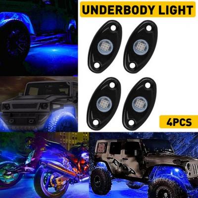 4x Blue LED Rock Light Underbody Offroad Lamp SUV Pickup Truck UTV Motorcycle