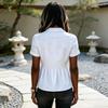 Women's Short Sleeve Blouse with Tie - Casual Loose Fit Color Front Shirt for Daily Wear