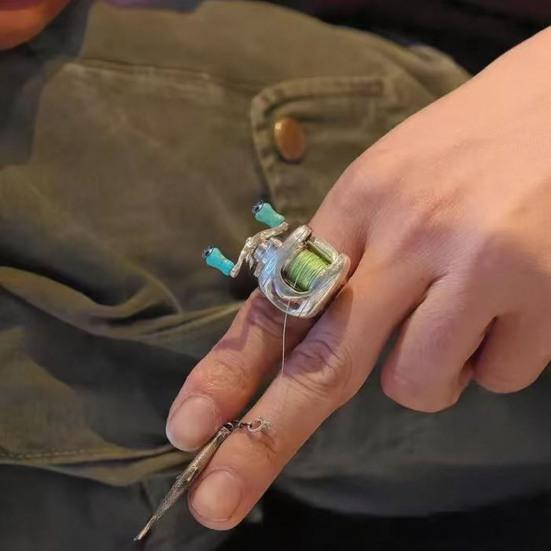 Mini Fishing Reel Necklace Pendant with Spinning Handle Removable Line Guide Multipurpose Fishing Accessories Keychain Backpack Charm