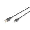USB 2.0 Type A To Mini B Cable (5pin) M/M - DIGITUS - 1m - Black - USB 2.0 Compliant