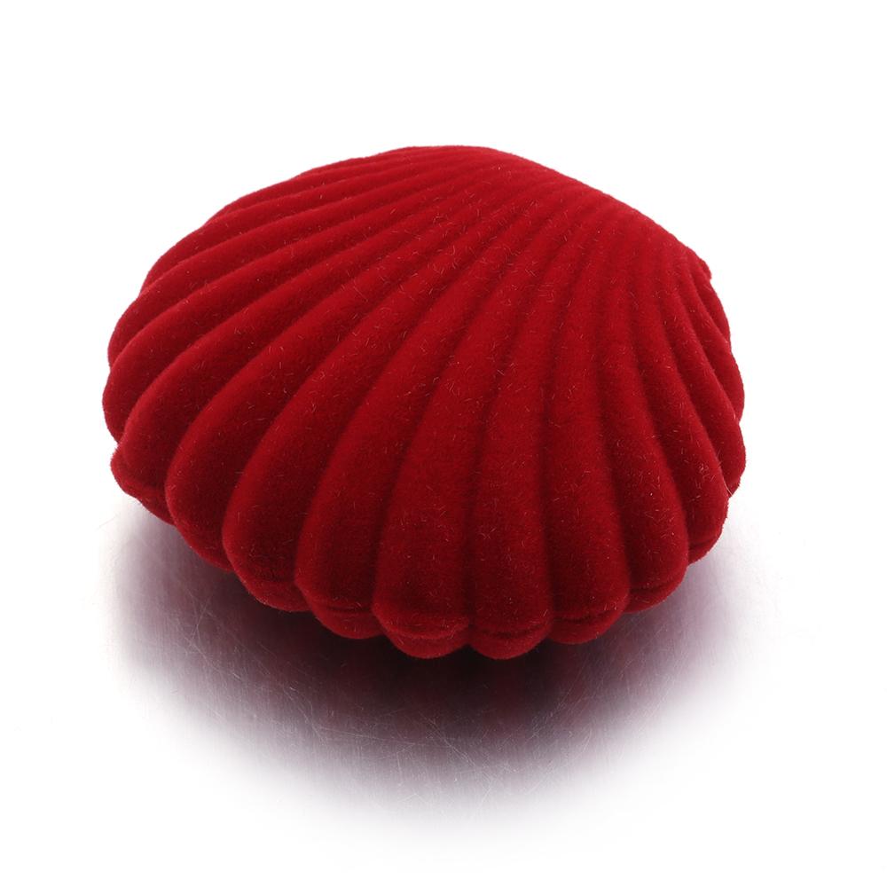 

1 Piece Velvet Jewelry Box Lovely Shell Shape Gift Box Container For Wedding Earrings Necklace Bracelet Display Gift Package Box 53X58mm красный
