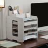 Large Capacity Table File Rack Space Saving Desk Top Shelf Creative File Holder  Office
