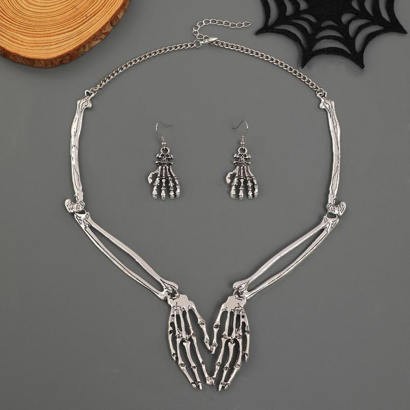 Skeleton Ghost Festival Claw Necklace Stud Earring for Women Fashion Jewelry Minimalist Accessories Wholesale Halloween