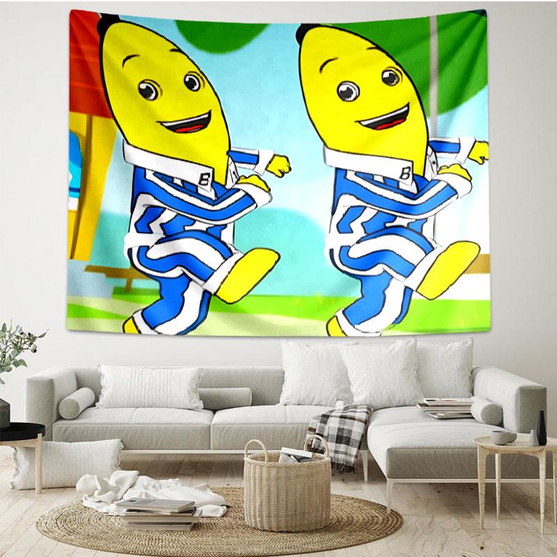 Bananas in Pyjamas Print Tapestry - Portable Wall Decor Cloth, for Home, Dorm, Travel, Bedroom, Living Room - Ideal Birthday Housewarming Gift