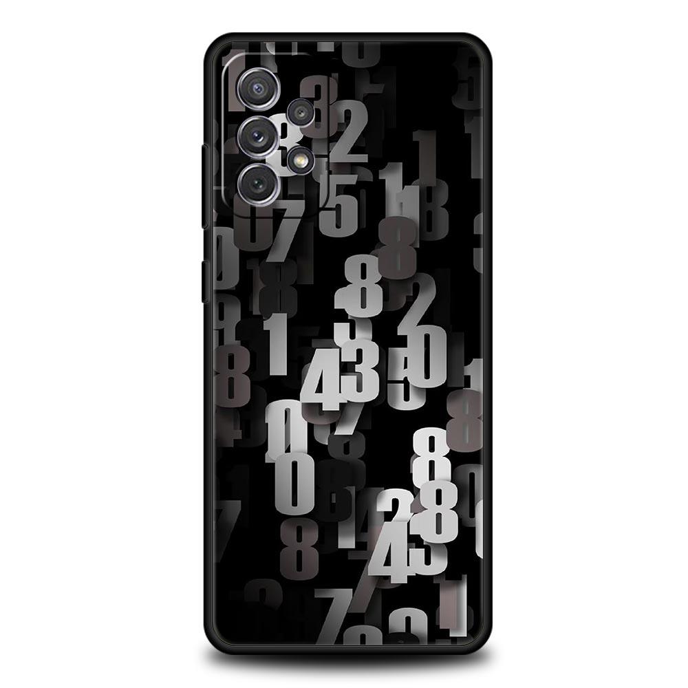 Number Pattern Phone Case for Samsung Galaxy A55 A35 A17 A07 A15 A13 A25 A51 A71 A72 A73 A32 A52 A52S A41 5G Soft TPU Shell Bags