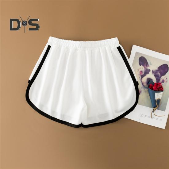 Anti-Pilling-Damenhose mit elastischem Bund, modische Sommershorts mit weitem Bein