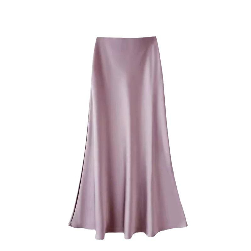 Damska spódnica satynowa z wysokim stanem typu rybka - Wiosna 2024