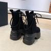 Fashion Ankle Boots For Women New 2025 Winter Motorcycle Boots 8.5CM Wedge Heels High Platform Shoes Woman Autumn Thick Sole Punk Boots