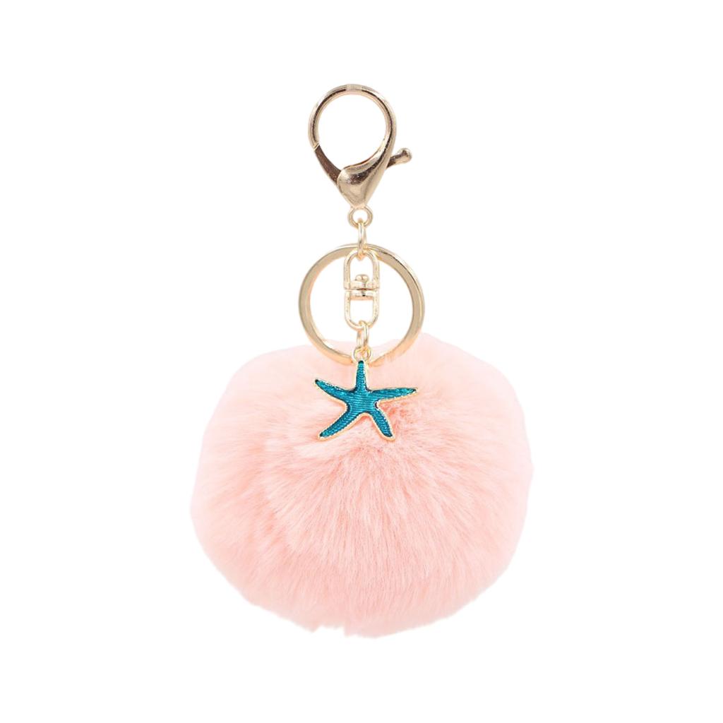 Soft Plush Starfish Keychain Accessory Durable Starfish Furry Sphere Keychain Key Chain Accessory for Fashion Lovers