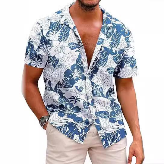 Summer Essential! Tropical Leaf Print Short-sleeve Shirt