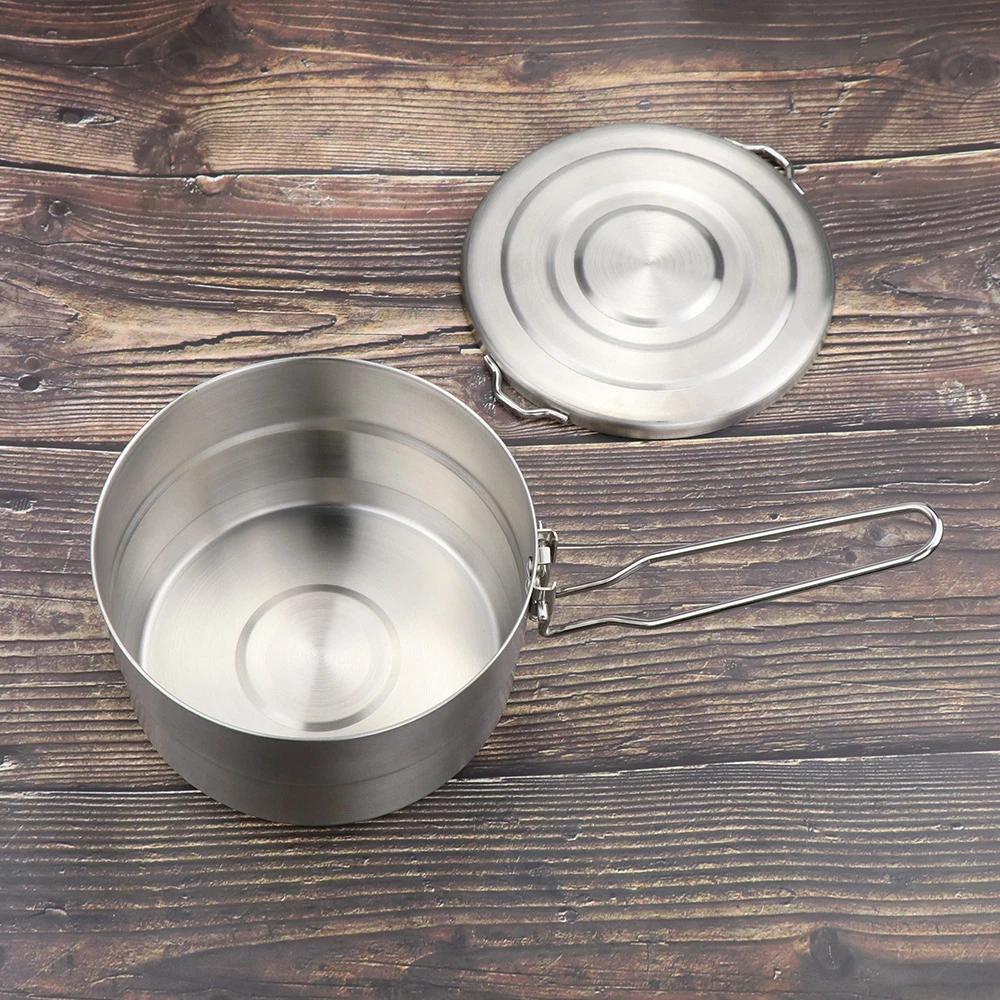 1.5L Stainless Steel Lunch Case with Storage Bag Camping Pot for Outdoor Camping Backpacking Hikiing Fishing