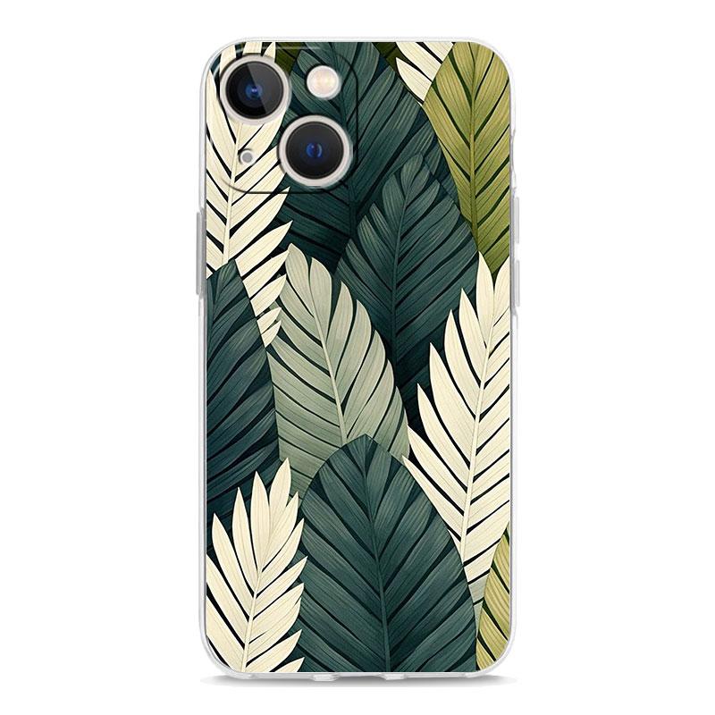 Phone Case For iPhone 17 Air Cases iPhone 16 15 12 13 14 Pro Max SE 7 8 Plus iPhone11 Clear Soft Cover Leaves Monstera Green