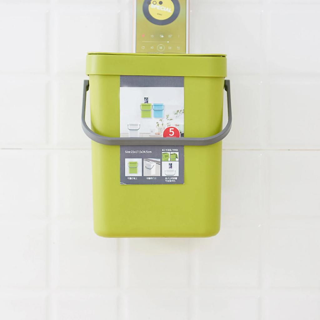 Wall Mounted Hanging Trash Bin for Home Kitchen Cabinet Door with Lid Kitchen Trashs Bin Garbage Cans Counter Bins Trash Can