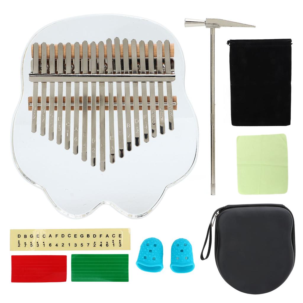 17 Key Kalimba Set Transparent Acrylic Stainless Steel Portable Ergonomics Thumb Piano for Children