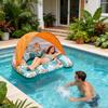 Headrest Pool Floats With Canopy Swimming Pool Float With Ergonomic For Adults Inflatable Beach Floating Chair For Summer Beach