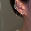 New Fashion Cute Crystal Butterfly Ear Cuff Clip Earrings for Women Charm Tassel Chain Flower Stud Earring Bride Luxury Jewelry