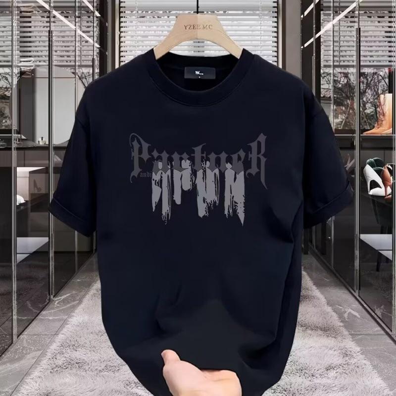 

Мужская модная корейская футболка с коротким рукавом и принтом 2024 года 5XL чёрный