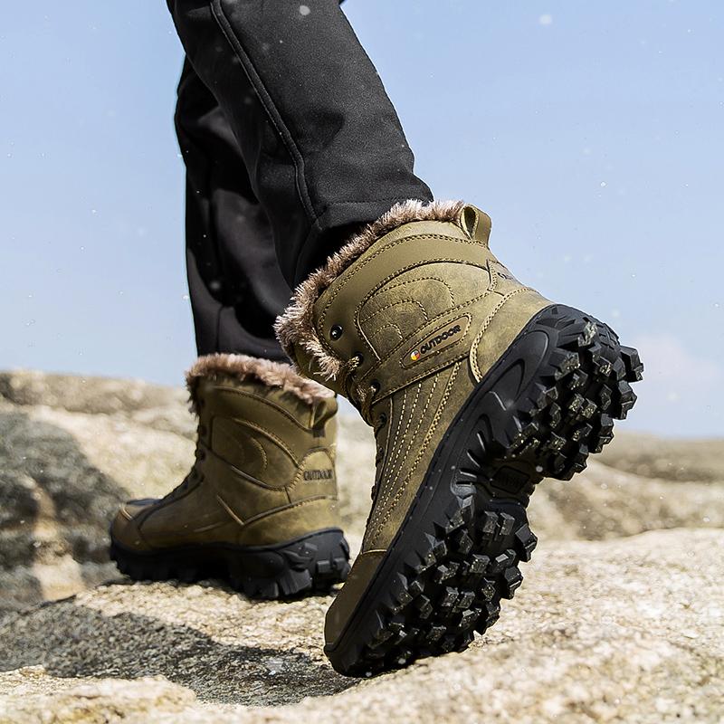 Winter Outdoor wasserdichte Herrenstiefel, russischer Stil, Stiefeletten für Herren, Schneestiefel, Übergröße 40–48