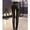 Pantaloni Skinny Invernali da Donna in Ecopelle PU Neri Caldi Leggings in Velluto a Vita Alta per Indossare all'Aperto