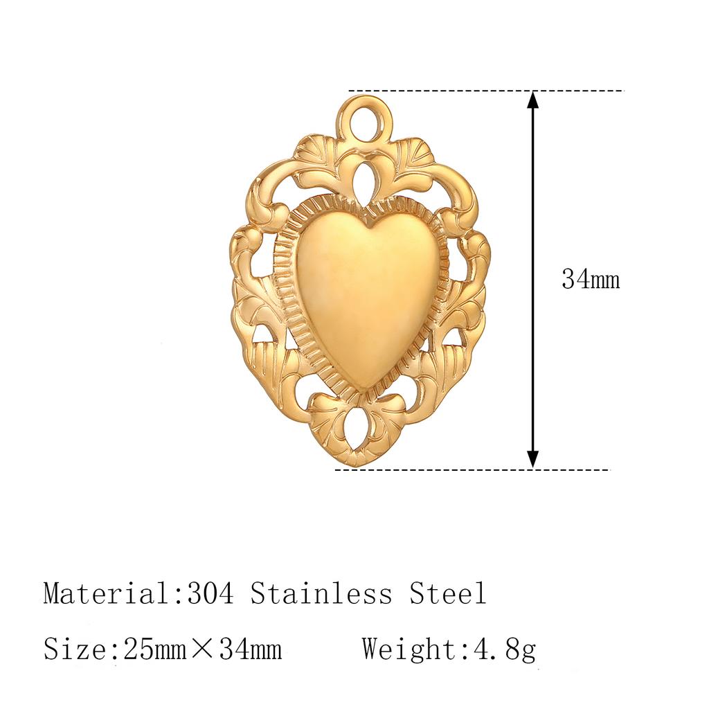 3Pcs Large Heart/Sun Face/Flower Charms Stainless Steel Rectangle Big Pendants for Jewelry Connector DIY Necklace Jewelry Making