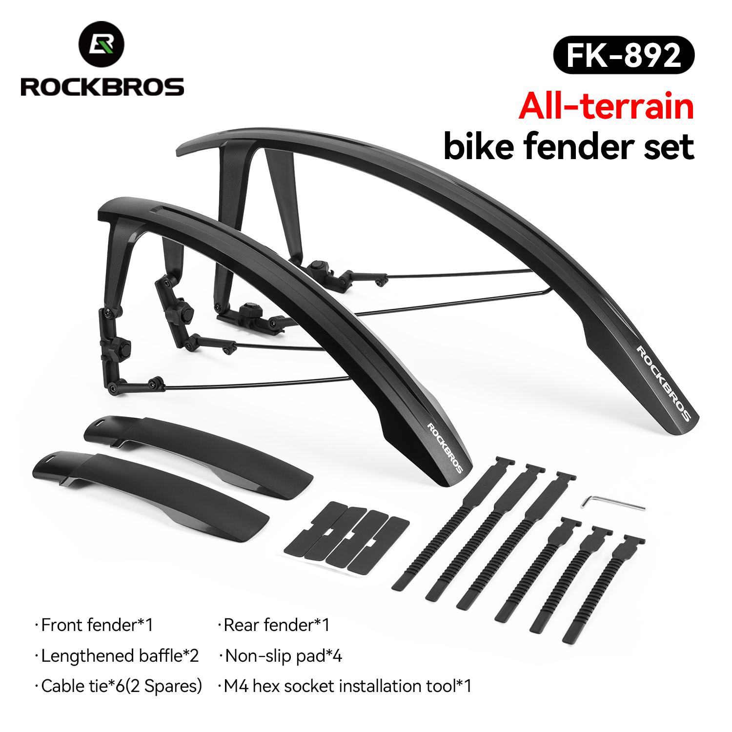 ROCKBROS Bike Fender Waterproof Quick-Release Tough PP Material Bicycle Fender Freely Adjustable Bicycle Protector Accessories FK-892