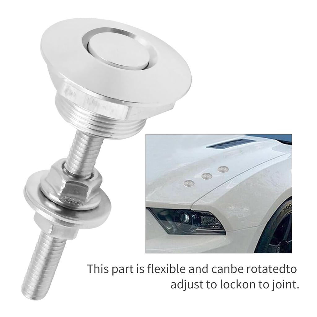 4Pcs Universal Aluminum Vehicle Hood P Silver Quick Release Lock Latch Bumper License Plate Lock Clip Diameter 1.25 Inch For Bumper Hood License