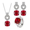 Jewelry Copper Bottom Gold-Plated Simulation Red Corundum Retro Temperament Set Main Stone 12 * 12