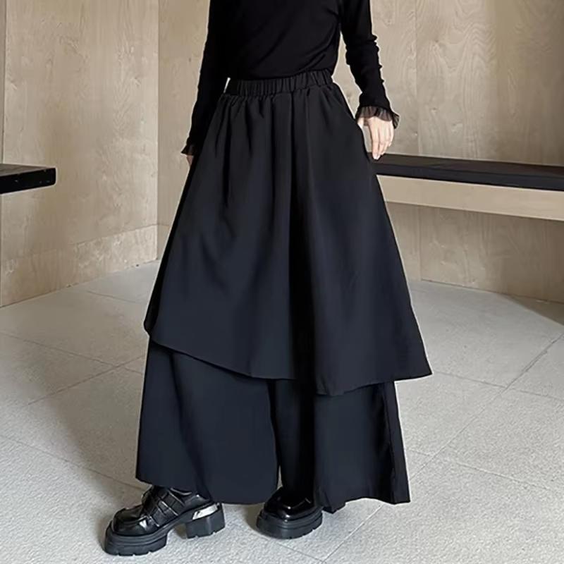 

XITAO Повседневные женские брюки широкие от бедра GMM1056 One Size чёрный