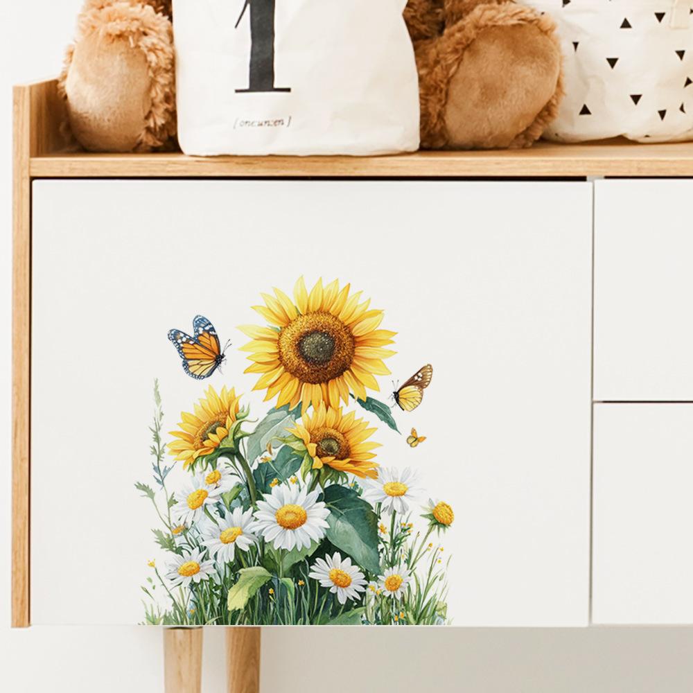 Sunflower Waterproof Self Adhesive Toilet Lid Sticker for Bathroom Toilet Home Decor