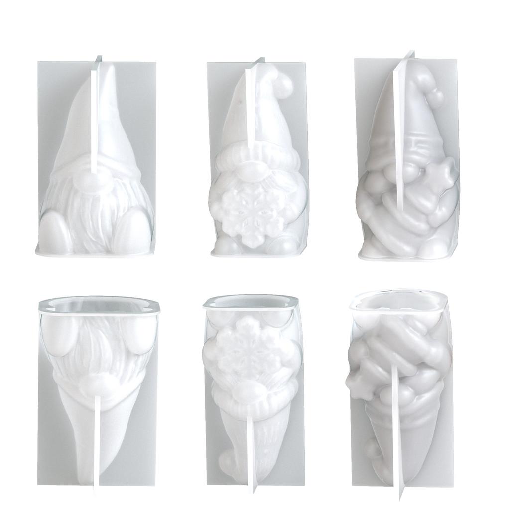 3D Christmas Santa Claus Candle Mould Beard Dwarf Gypsum Doll Silicone Molds Party Cake Decor Cartoon Human Resin Festival Gifts