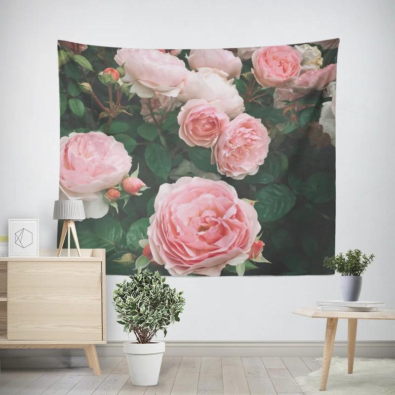 Aesthetic Bedroom Wall Modern Room Decoration Items Wall Hanging Art Large Fabric Tapestry Bohemian Retro Floral Leaves
