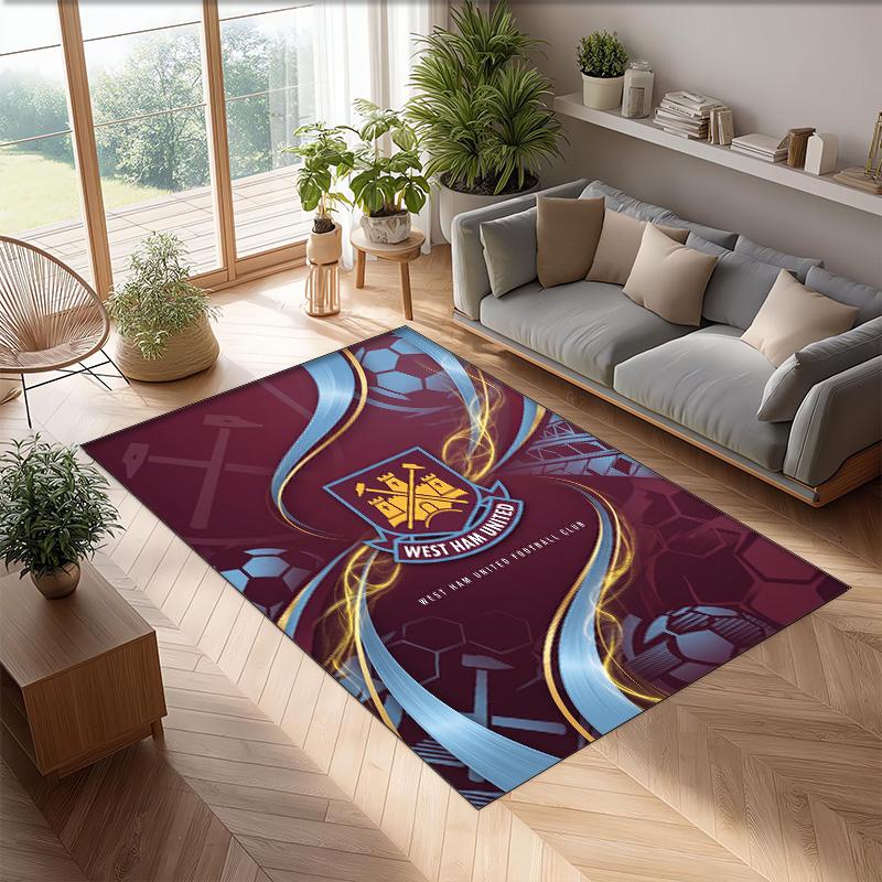 Tappeto in Velluto di Cristallo con Stampa del West Ham United Football, Comodo Assorbente d'Acqua Antiscivolo Tappeto per Pavimenti Interni