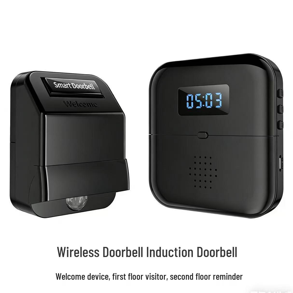 Wireless Doorbell Set: Two-Floor Welcome Alert with High Volume Transmitter (Pairing Required)