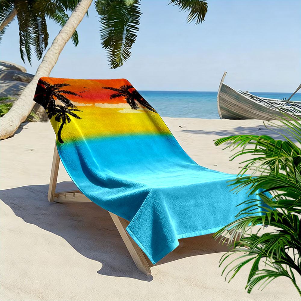 Tropical Sunset with Palms Beach Towel Quick-drying for Travel Outdoor Sports Jogging Beach and Swimming