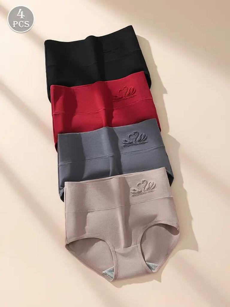 4Pcs Women's Cotton Panties High Waist Body Shaper Underwear Breathable Underpants Soft Panty Slimming Female Briefs S-XXL