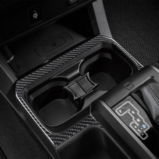 Carbon Fiber Interior Floor Console Cupholder Cover Trim For Toyota Tacoma 16-22