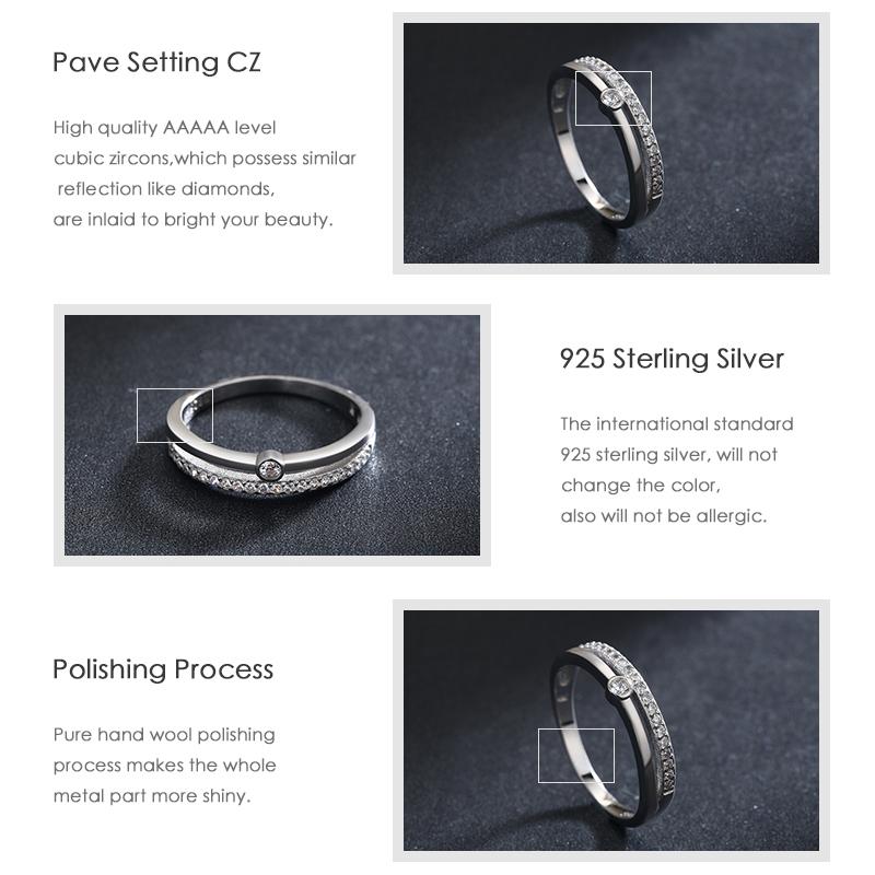 Modian Real 925 Sterling Silver Double Deck Line Fashion Clear CZ Rings For Women Luxury Wedding Jewelry